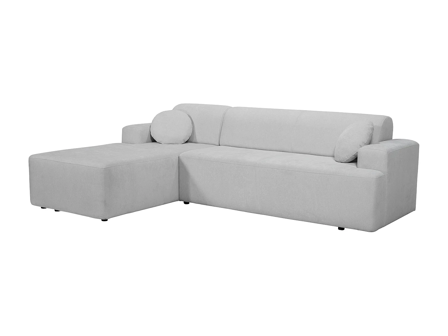 Canapé d'angle gauche 4 places en tissu chenille gris clair CONCORD - MADE IN FRANCE