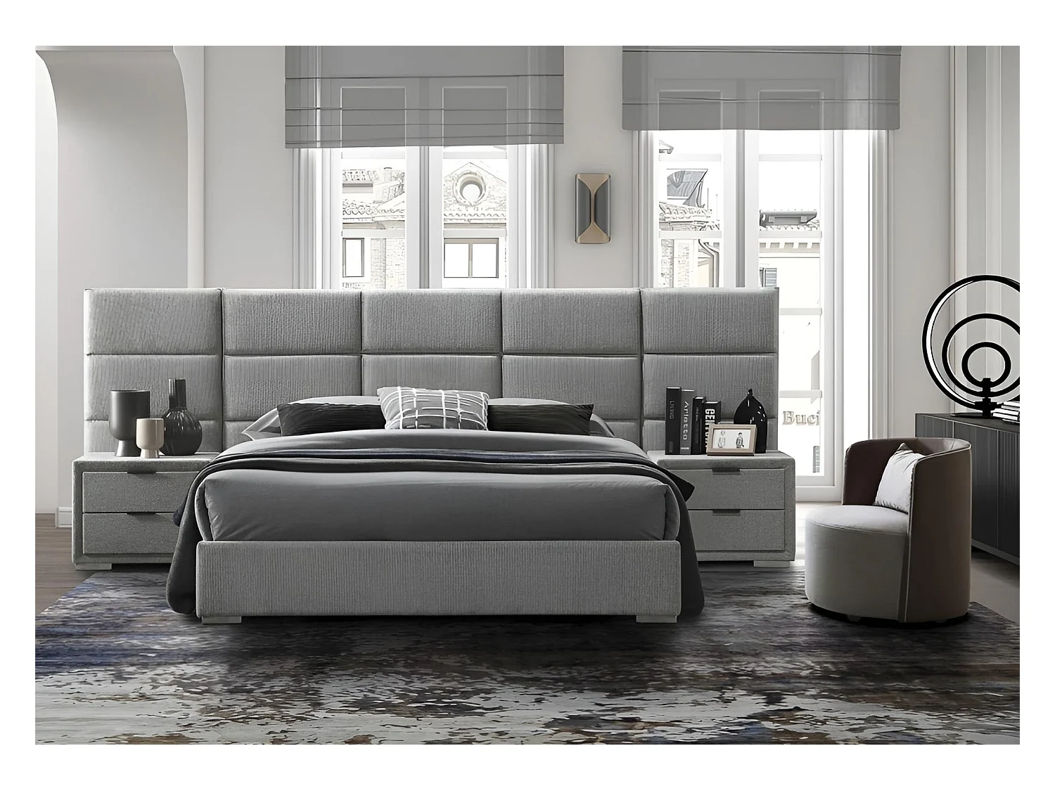 Bett Levanter/160x200/Stoff-Grau