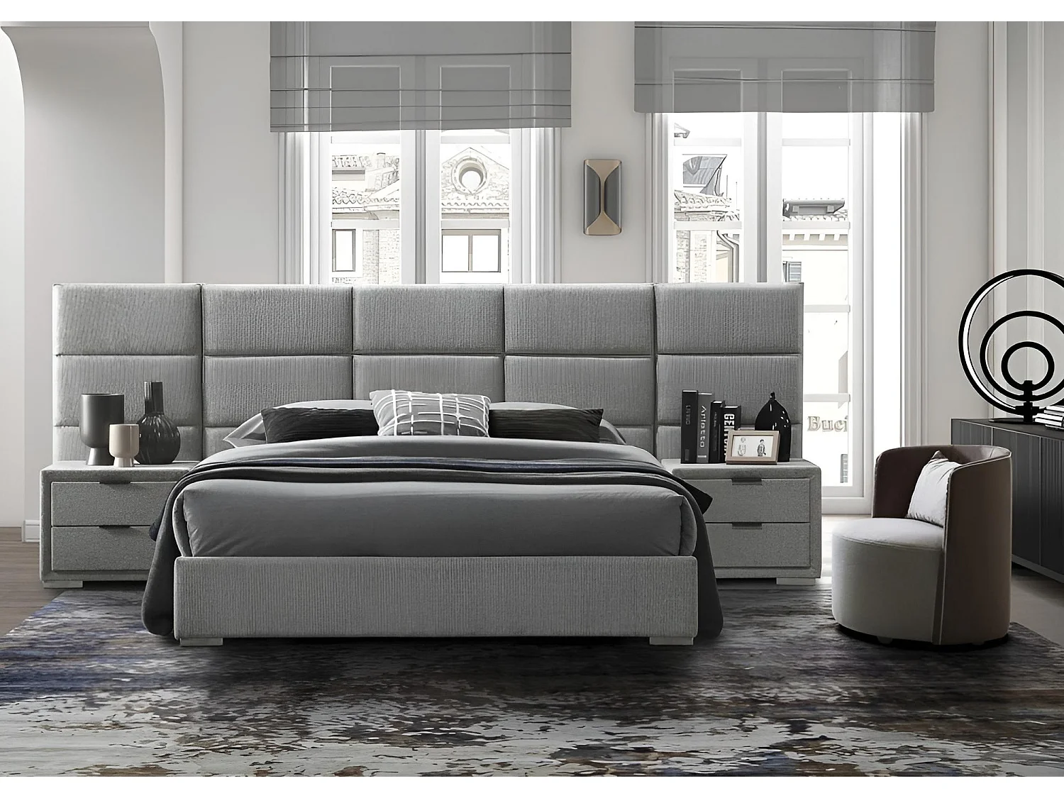 Bett Levanter/160x200/Stoff-Grau