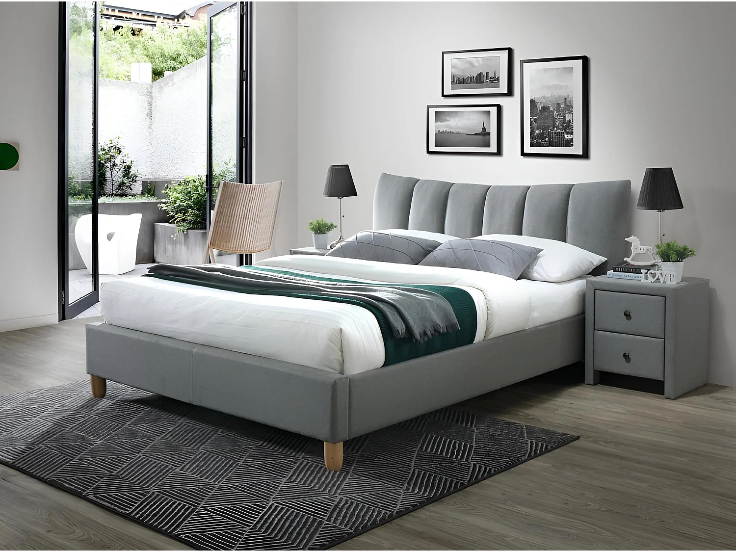 Bett Candy/160x200/Stoff-Grau