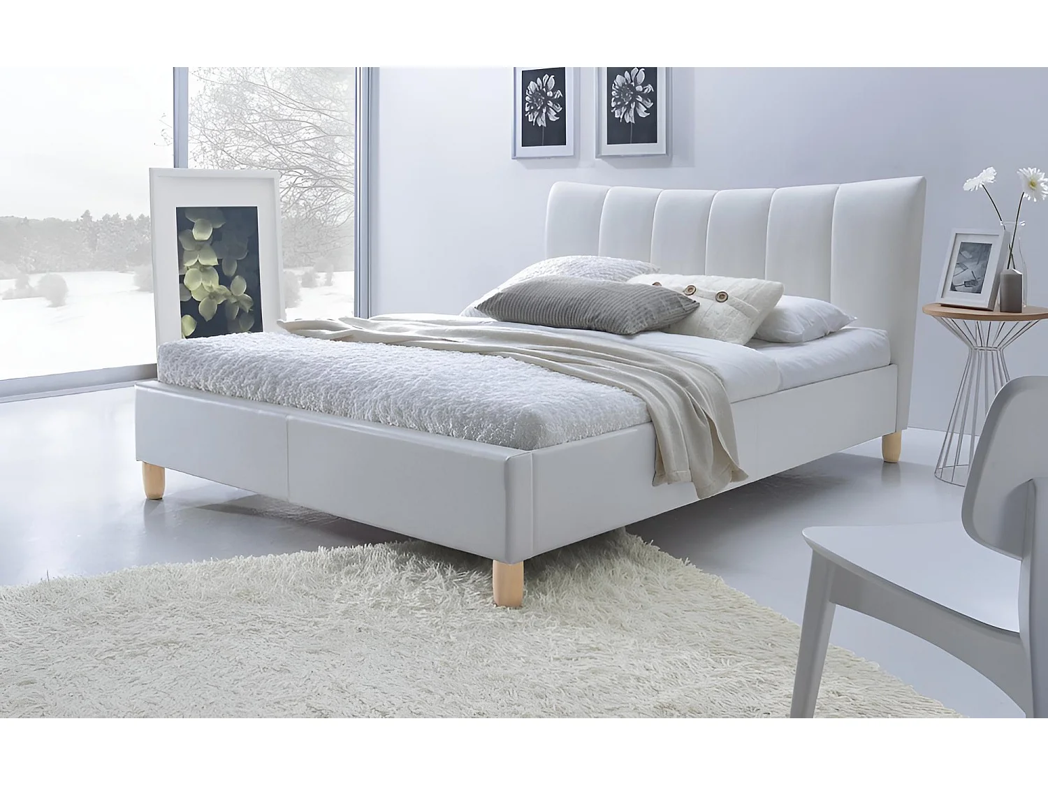 Bett Candy/160x200/Kunstleder-Weiss