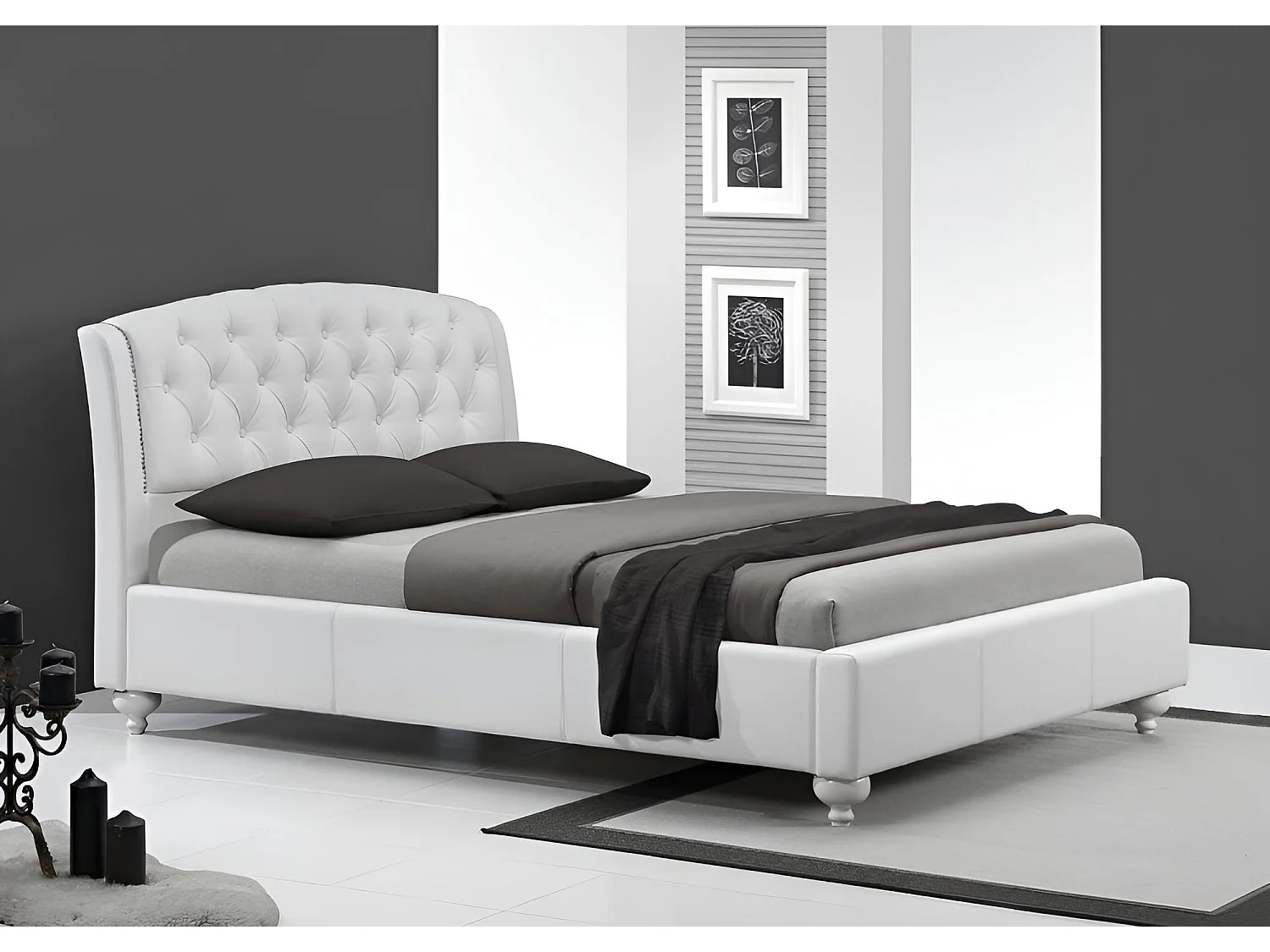 Bett Sofia/160x200/Kunstleder-Weiss