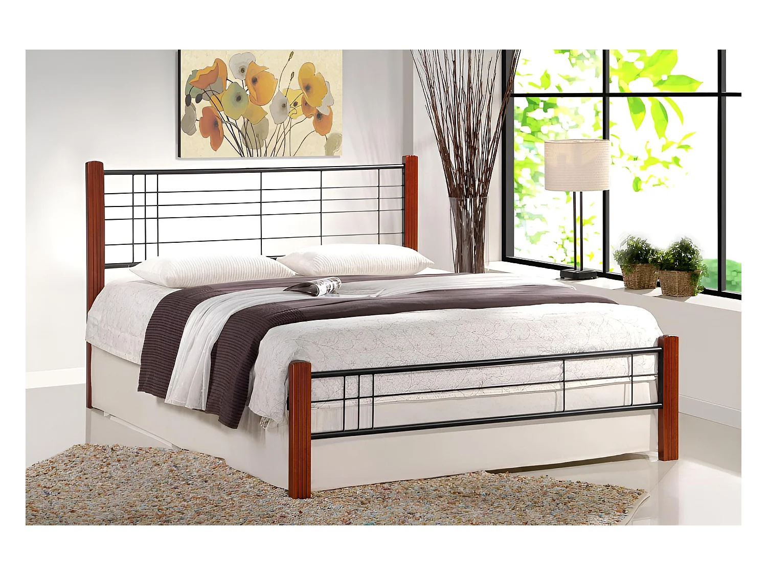 Bett Viera/160x200/Holz&Metall/Braun&Schwarz
