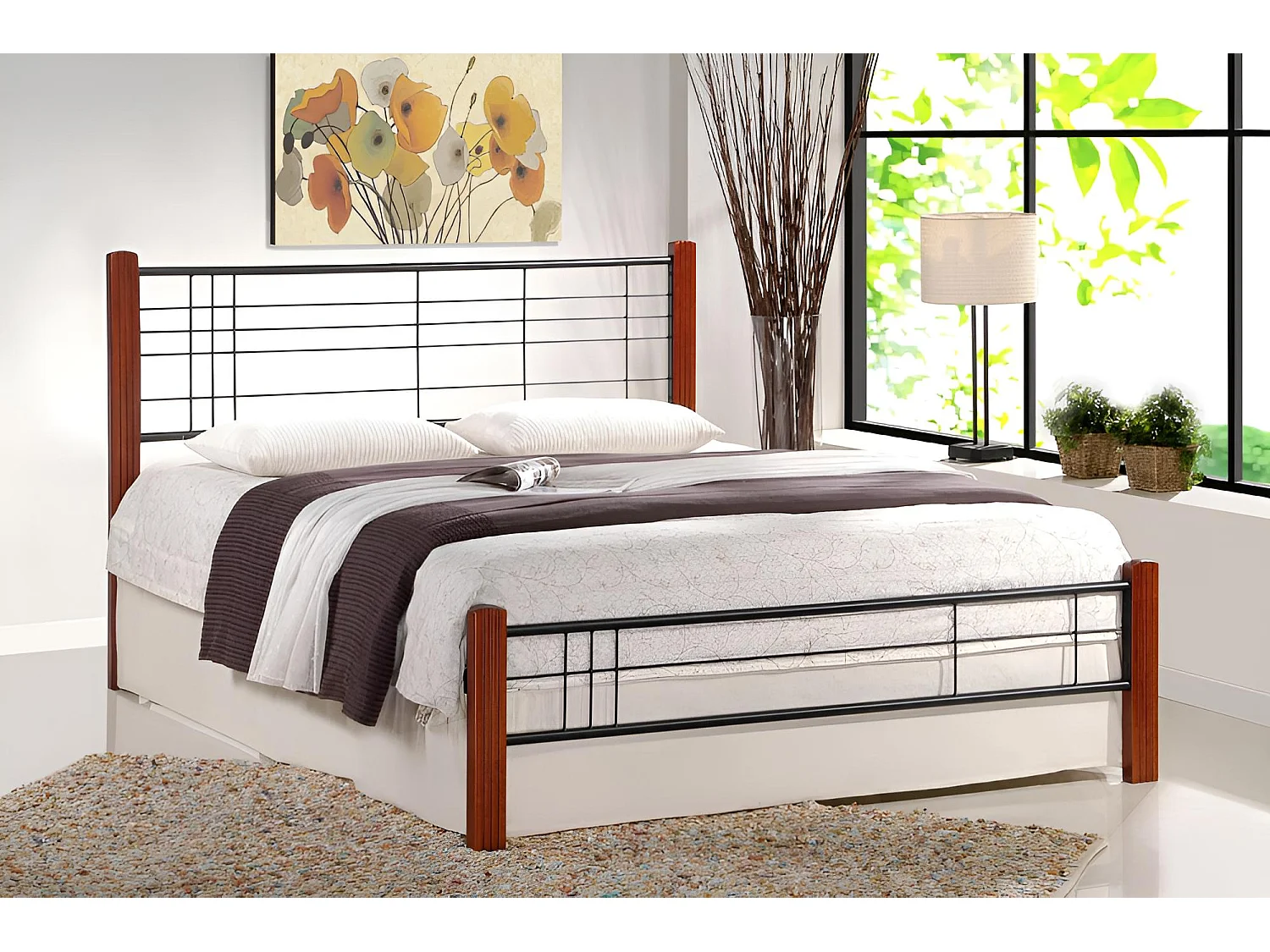 Letto Viera M/160x200/Legna&Metallo/Maronne&Nero