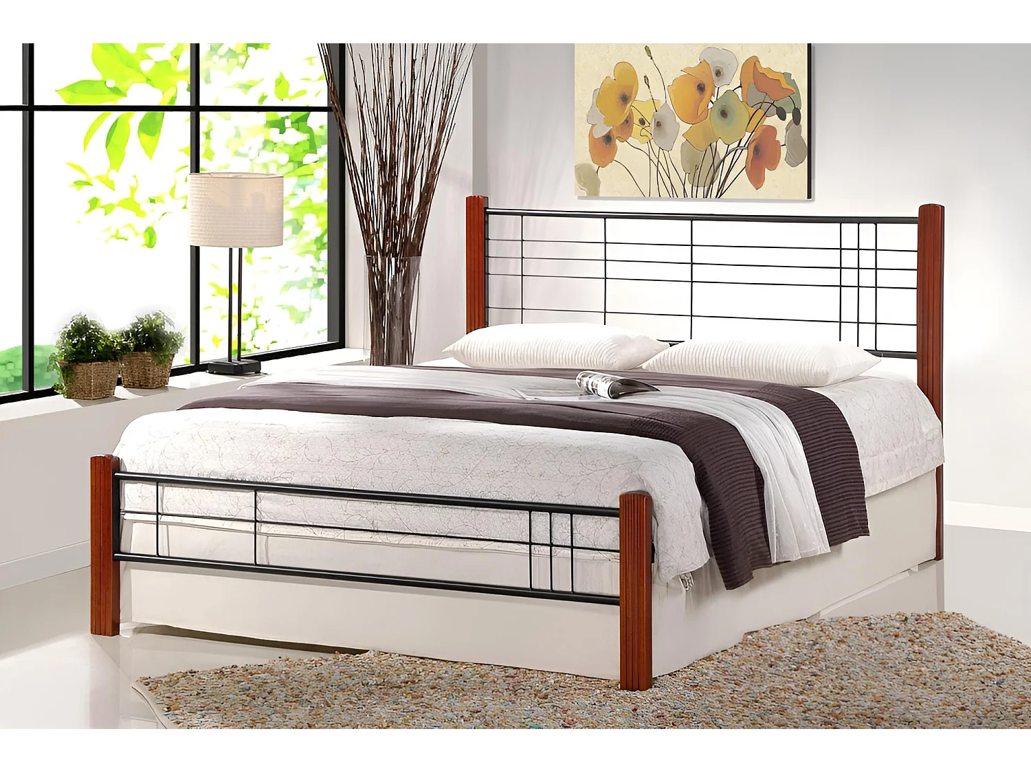 Letto Viera M/160x200/Legna&Metallo/Maronne&Nero