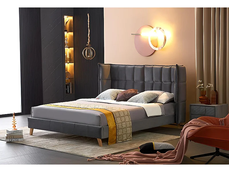 Lit Scandino/160x200/Tissu-Gris