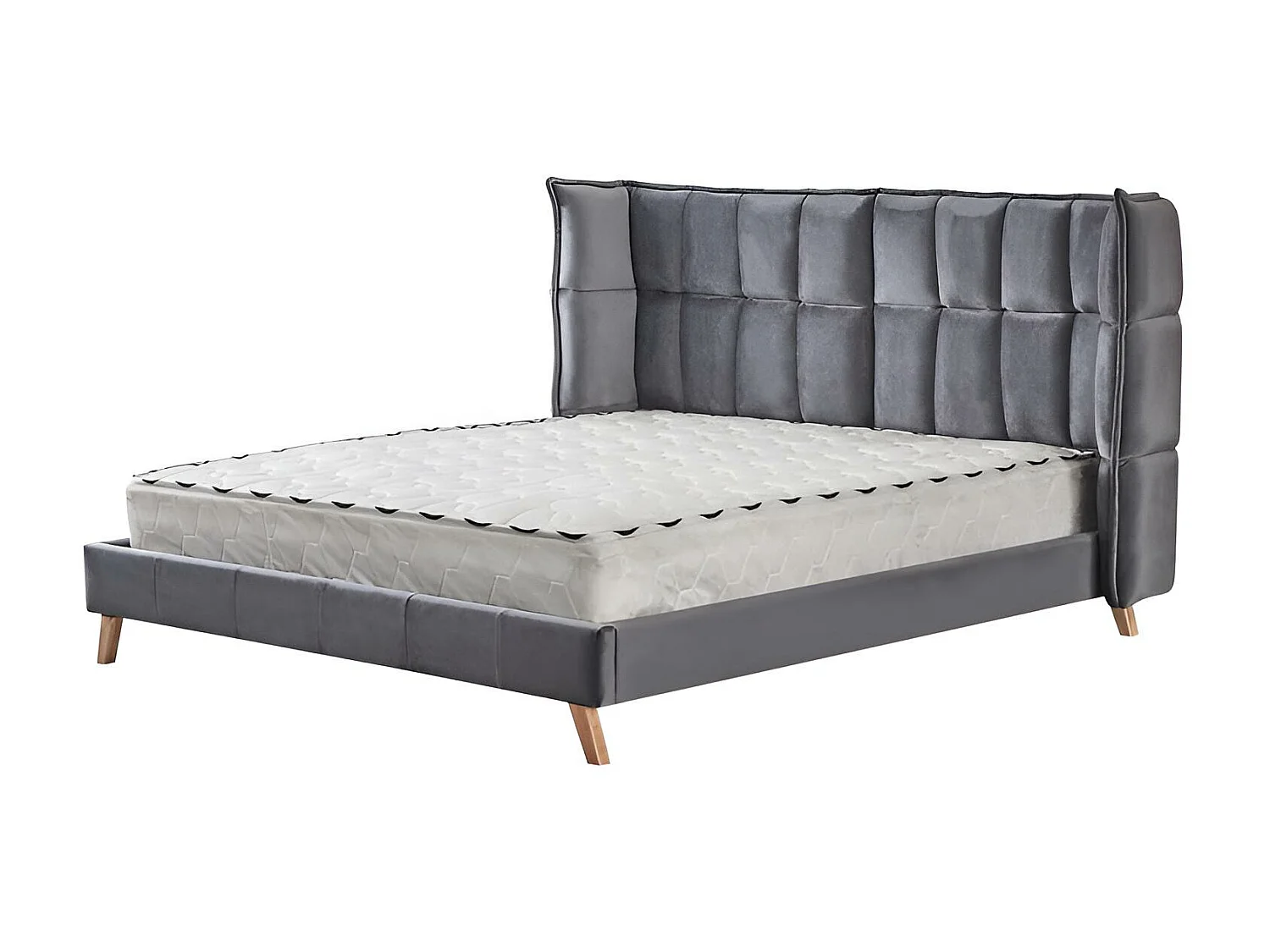 Bett Scandino/160x200/Stoff-Grau