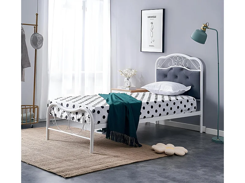 Łóżko metalowe FABRIZIA 90x200 białe