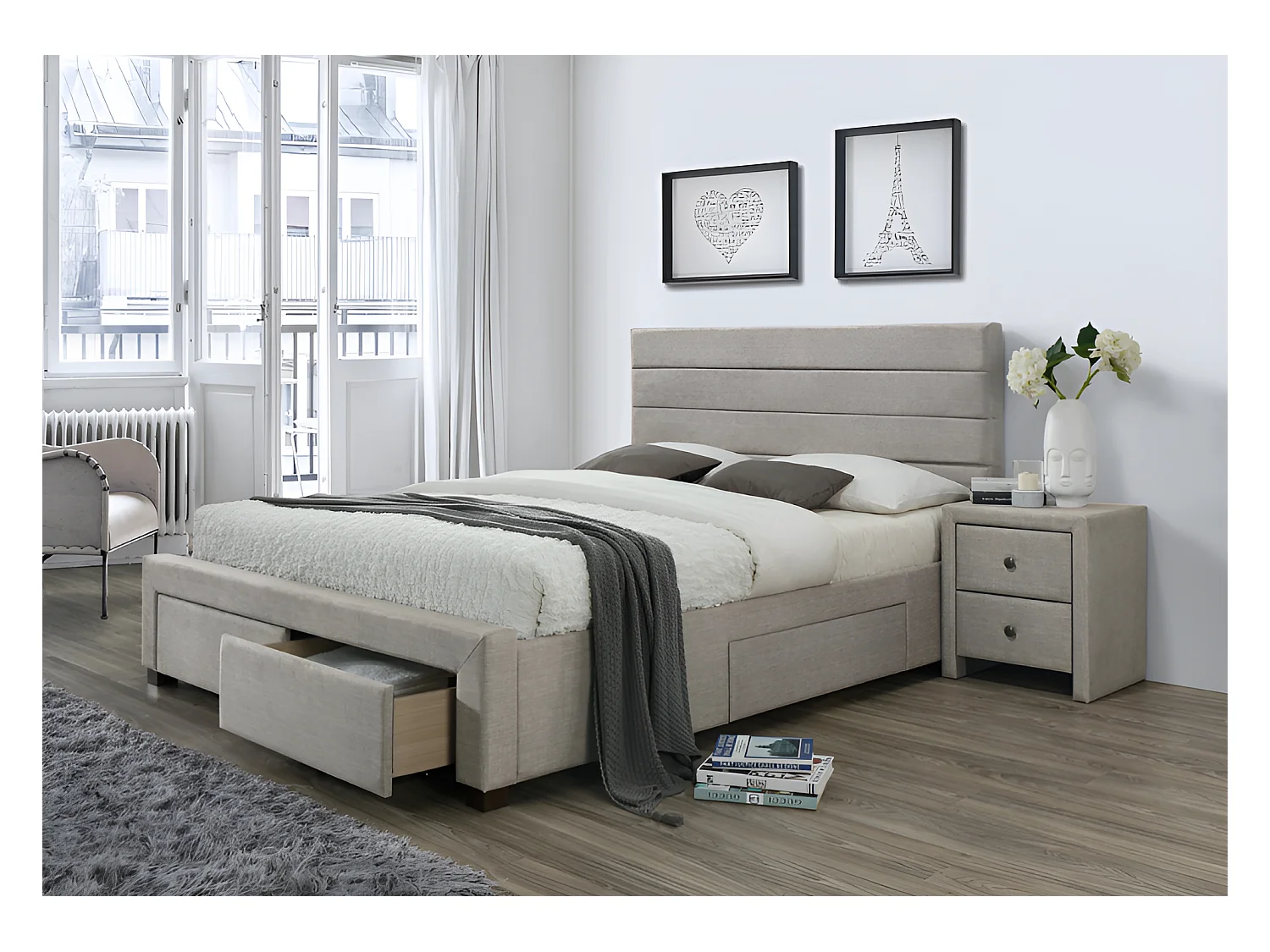 Bett Kayleon/160x200/Stoff-Beige