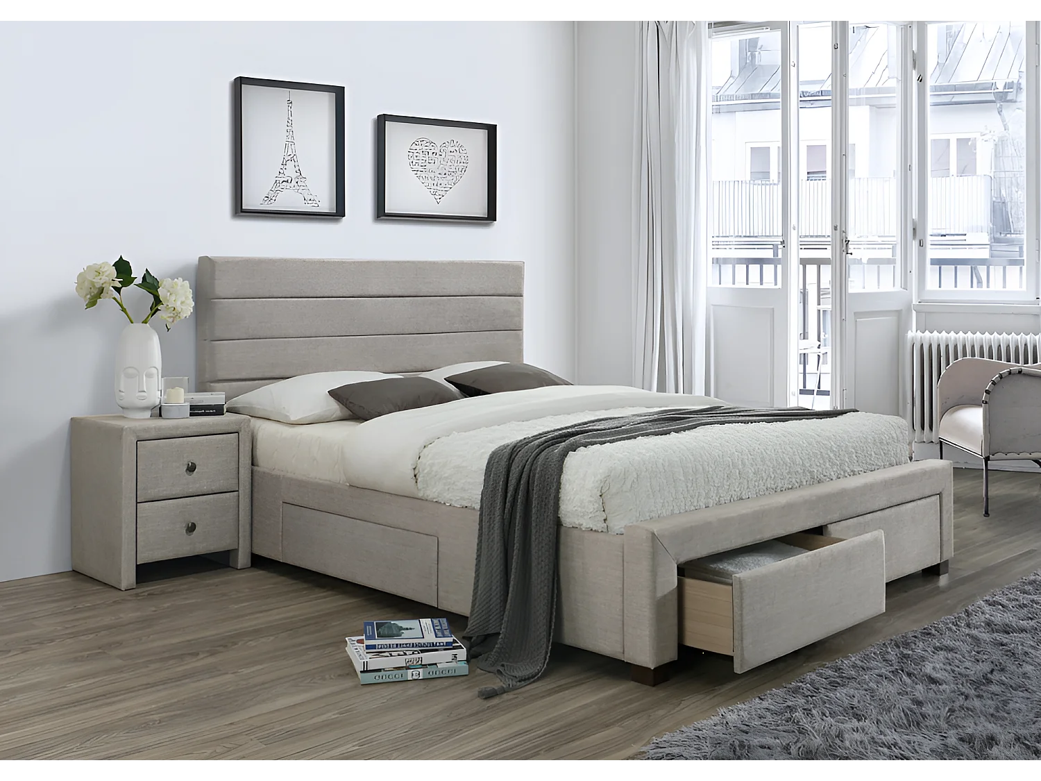 Bett Kayleon/160x200/Stoff-Beige