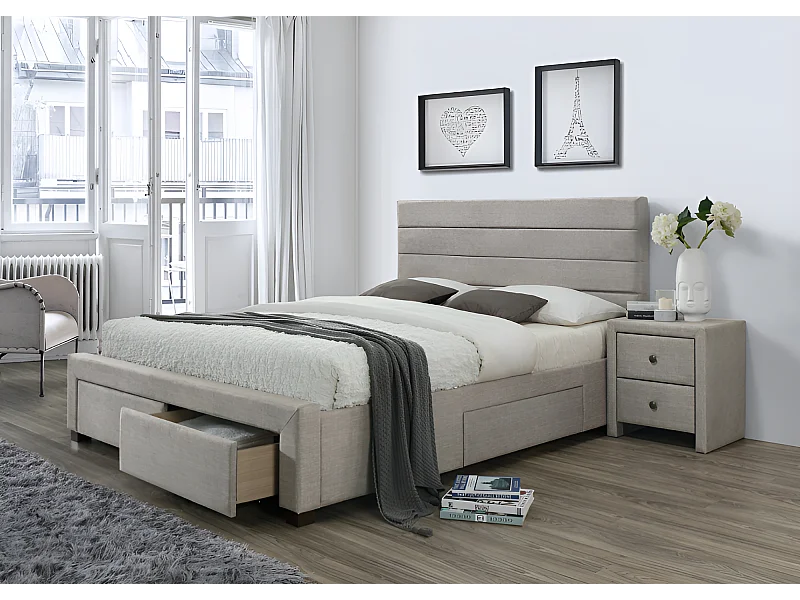 Bett Kayleon/160x200/Stoff-Beige