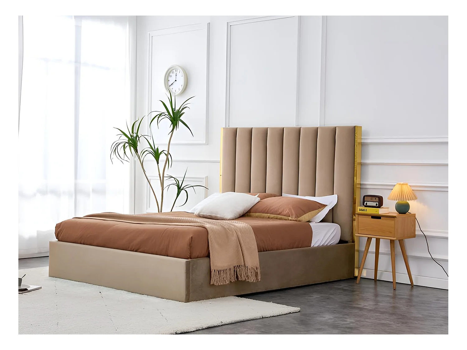 Letto Palazzo/160x200/Tessuto-Beige