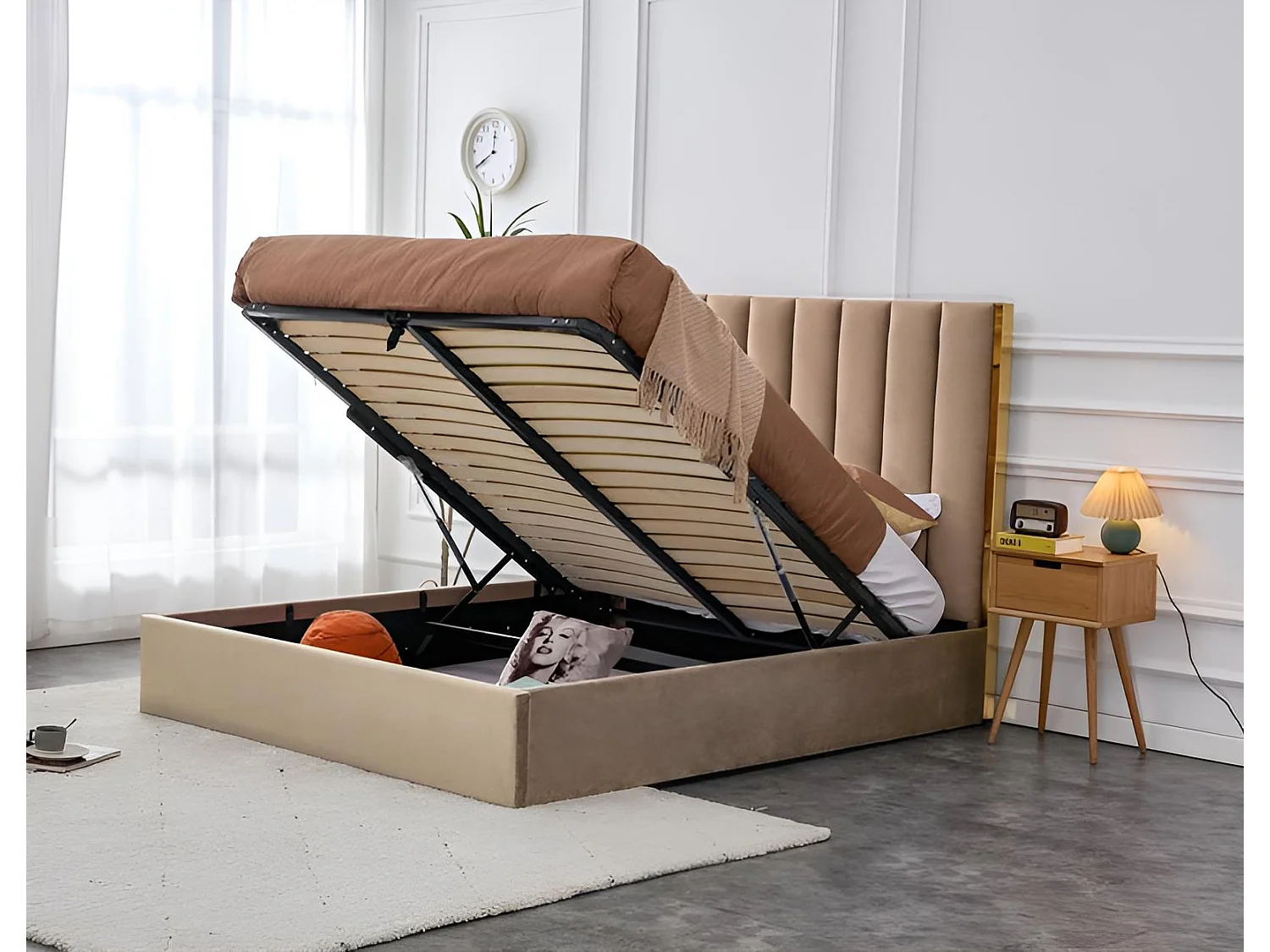 Letto Palazzo/160x200/Tessuto-Beige