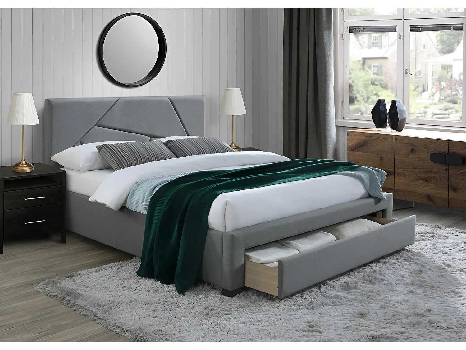 Bett Valery/160x200/Stoff-Grau