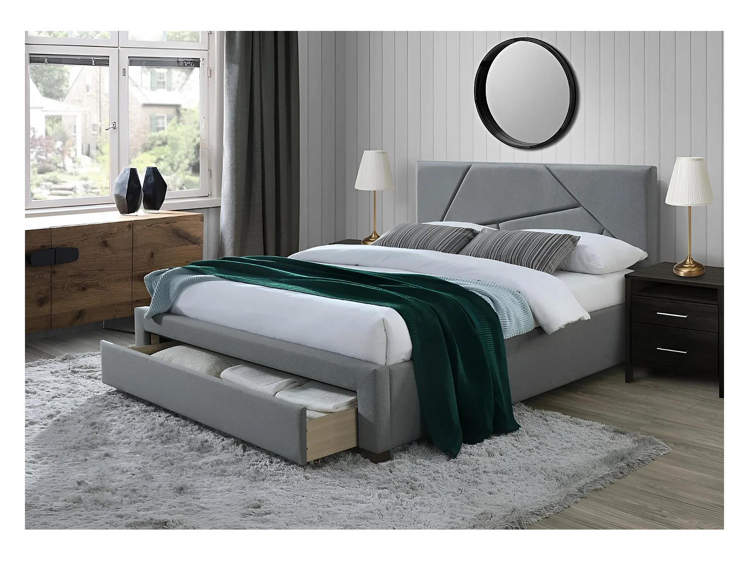 Bett Valery/160x200/Stoff-Grau