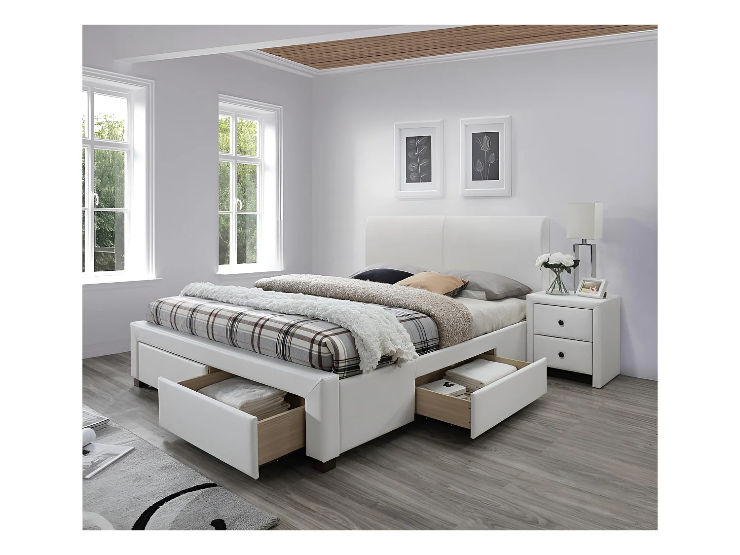 Letto Modena/160x200/Similpelle-Bianco