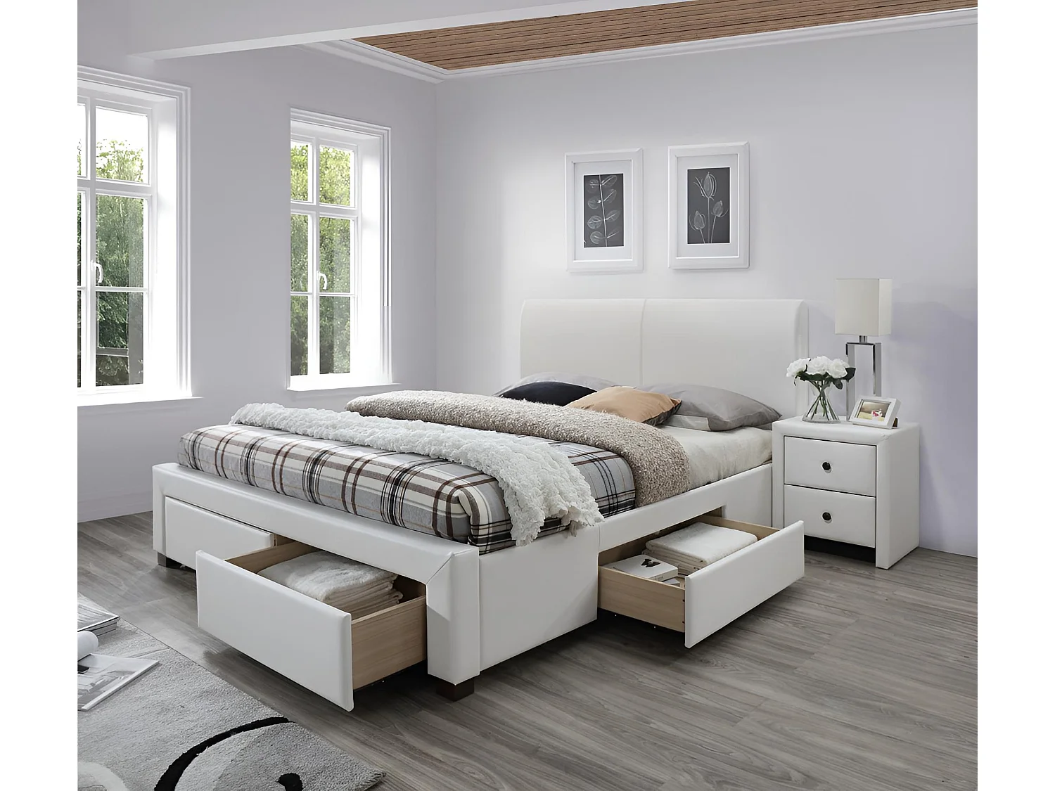 Letto Modena/160x200/Similpelle-Bianco