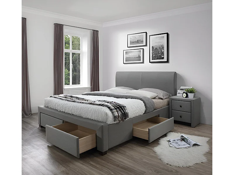 Letto Modena/140x200/Tessuto-Grigio