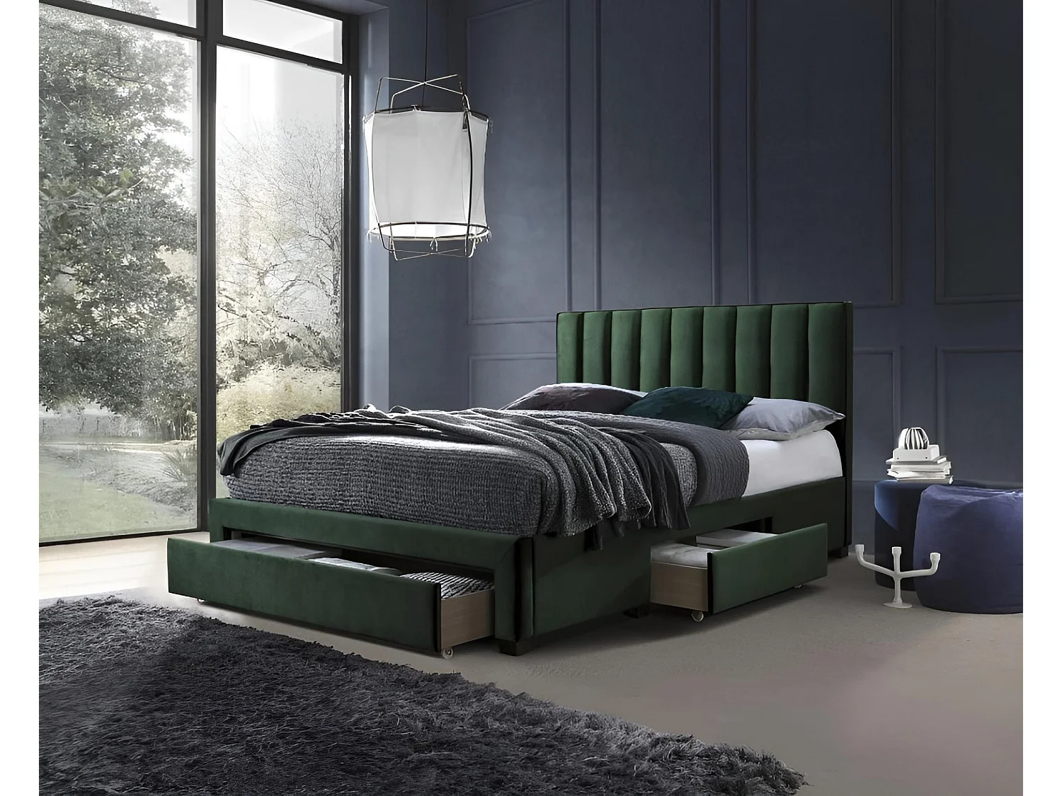 Bett Grace/160x200/Stoff-Grün