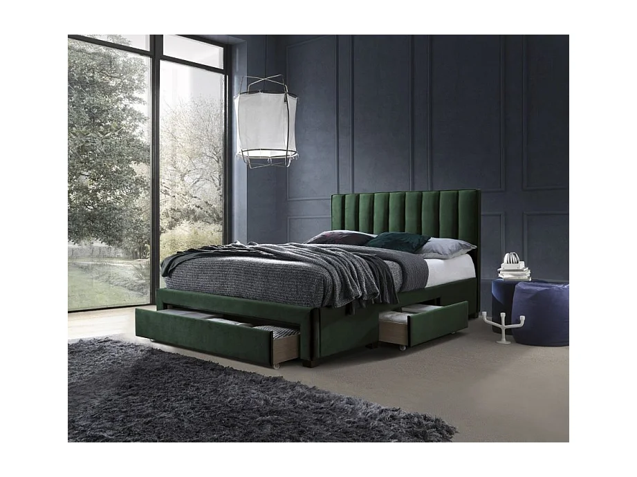 Łóżko GRACE VELVET 160x200 ciemno zielone