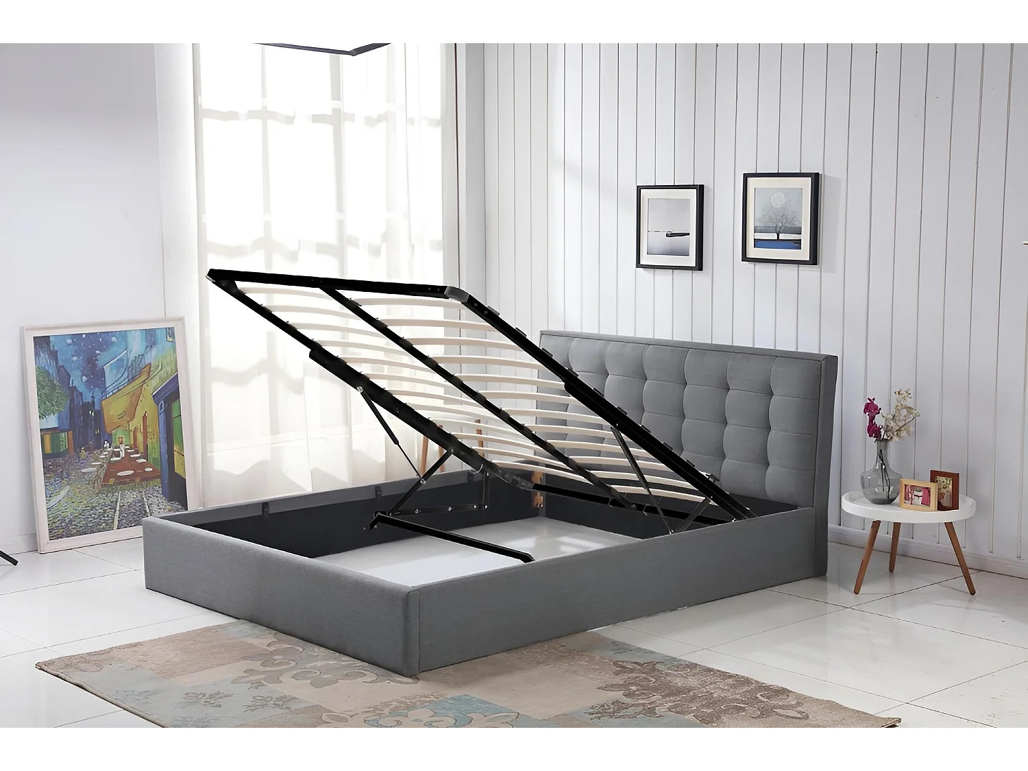 Bett Padva/160x200/Stoff-Grau