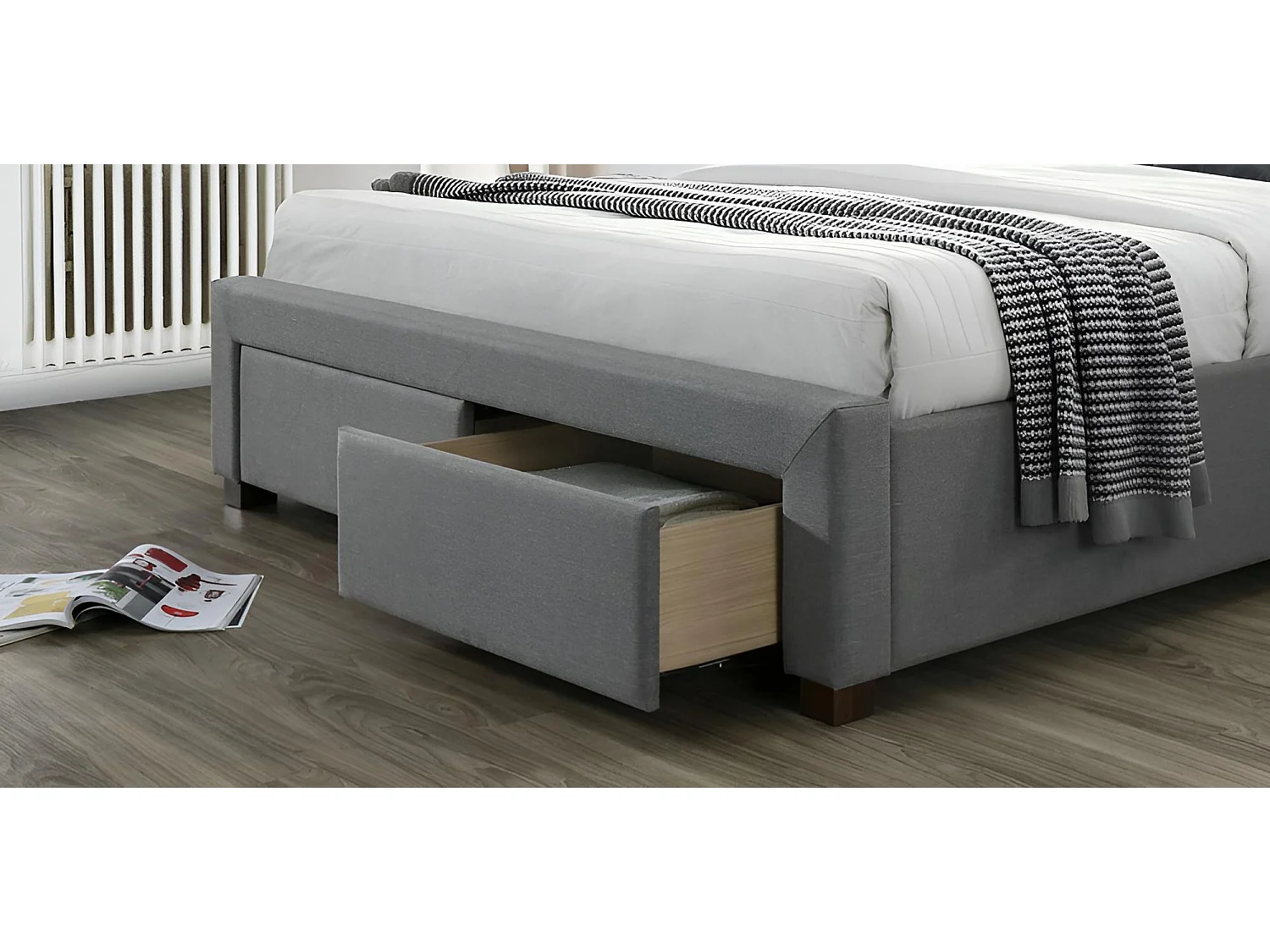 Bett Percy/160x200/Stoff-Grau