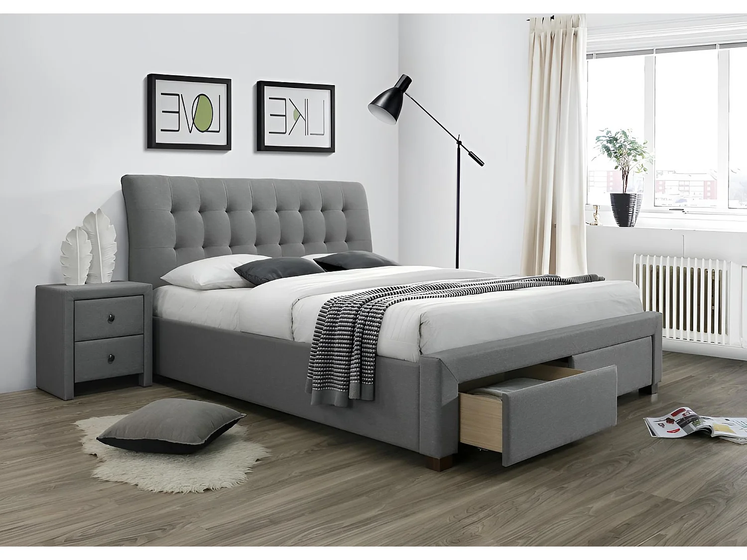 Lit Percy/160x200/Tissu-Gris
