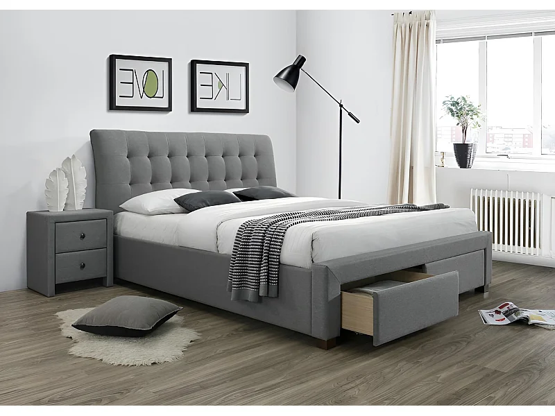Letto Percy/160x200/Tessuto-Grigio