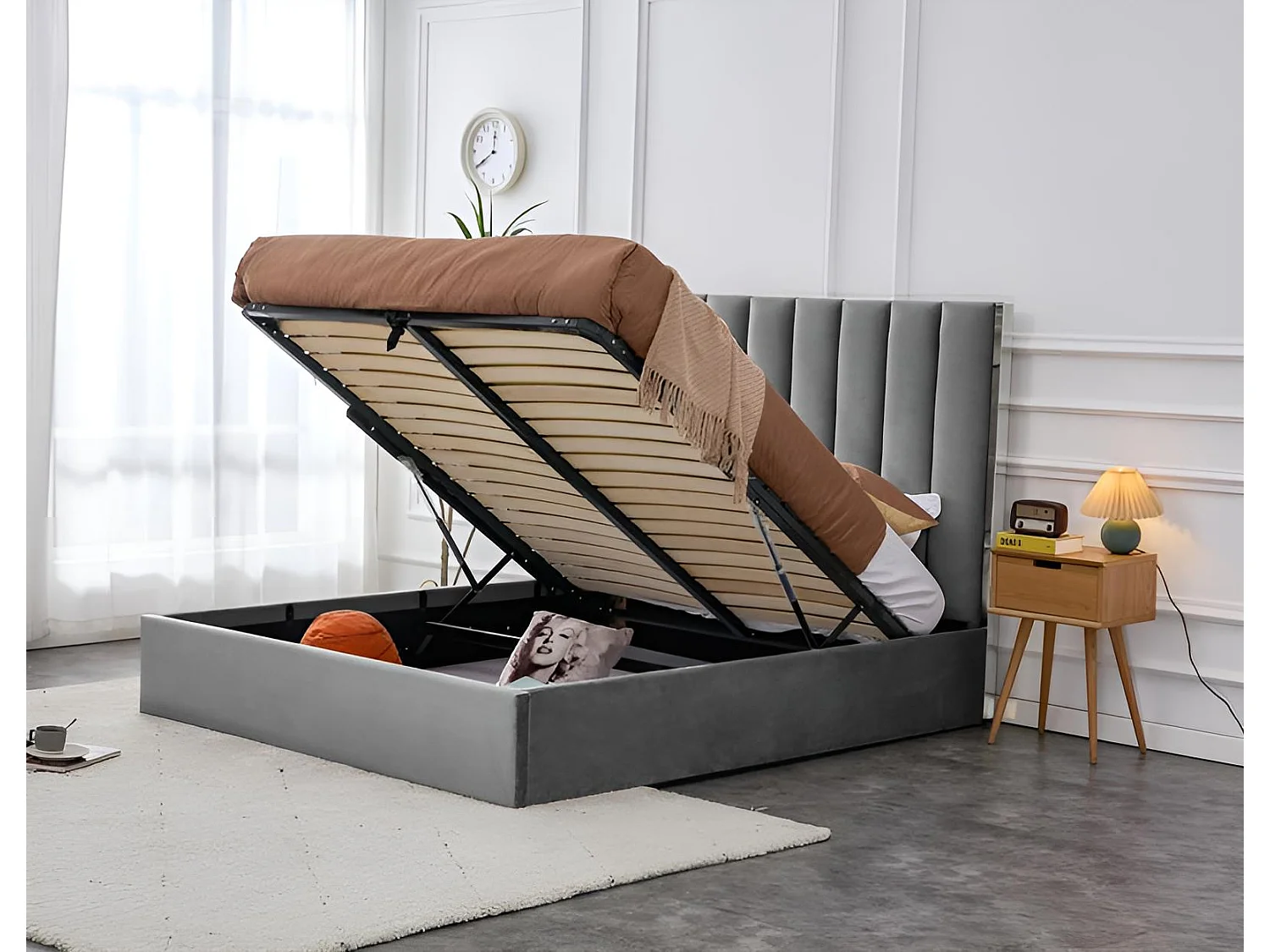 Letto Palazzo/160x200/Tessuto-Grigio