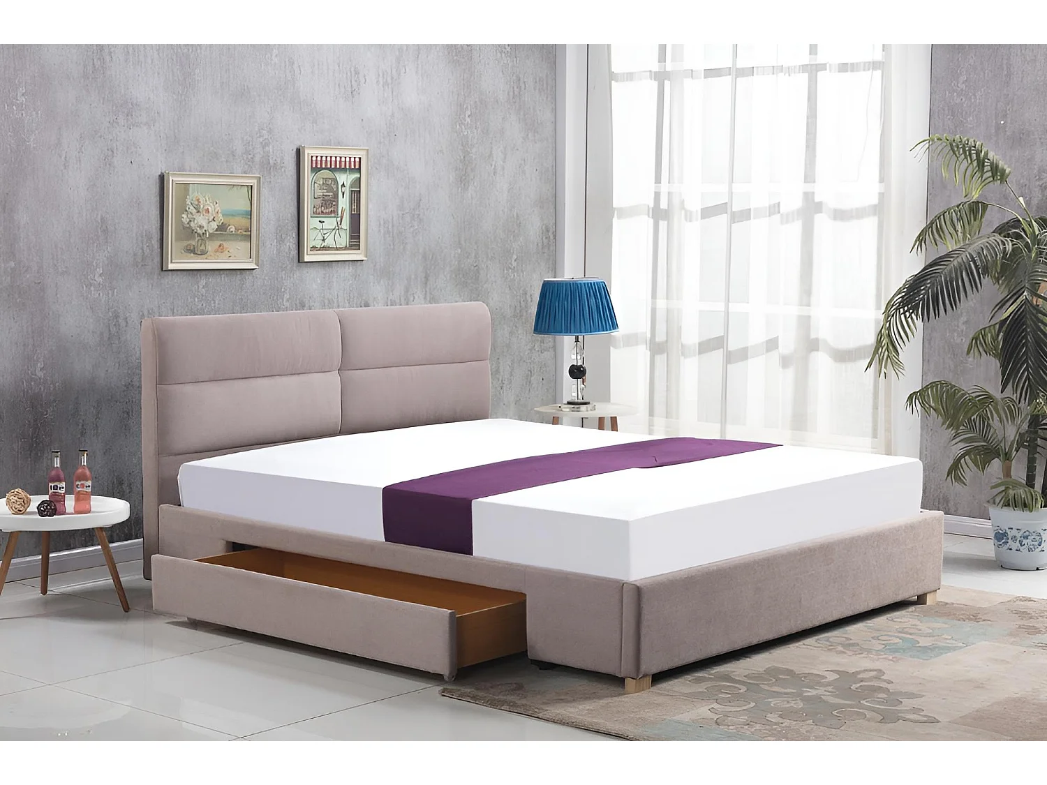 Bett Merida/160x200/Stoff-Pink