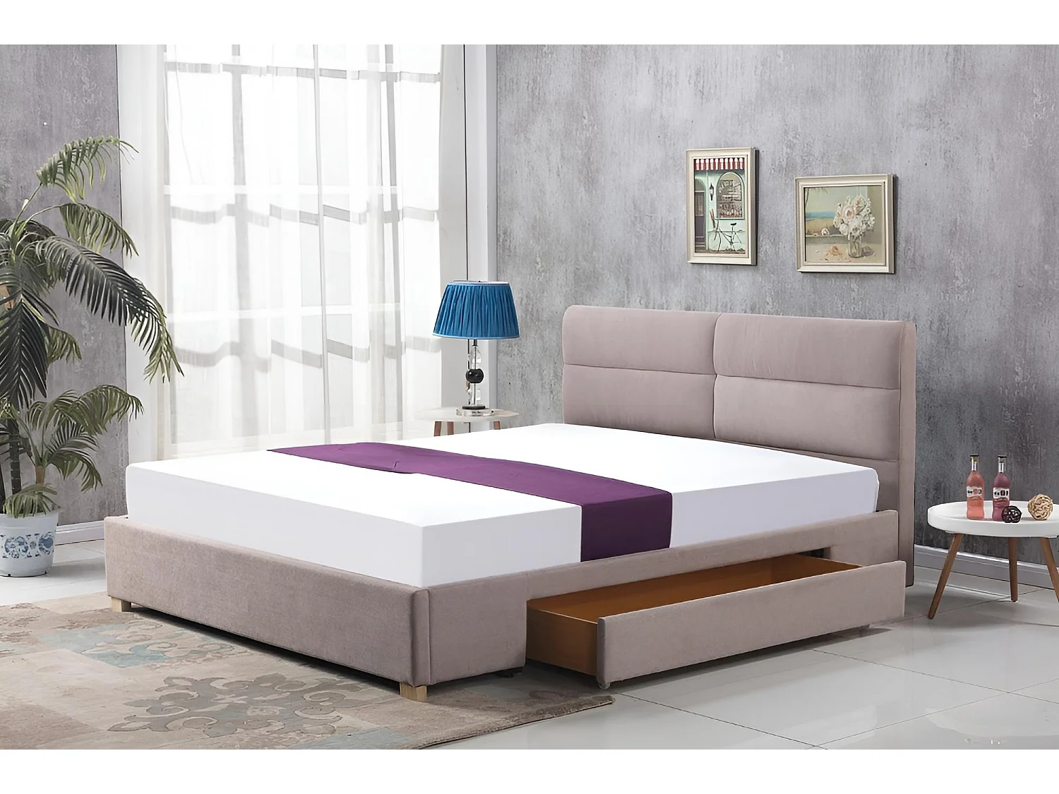 Bett Merida/160x200/Stoff-Pink