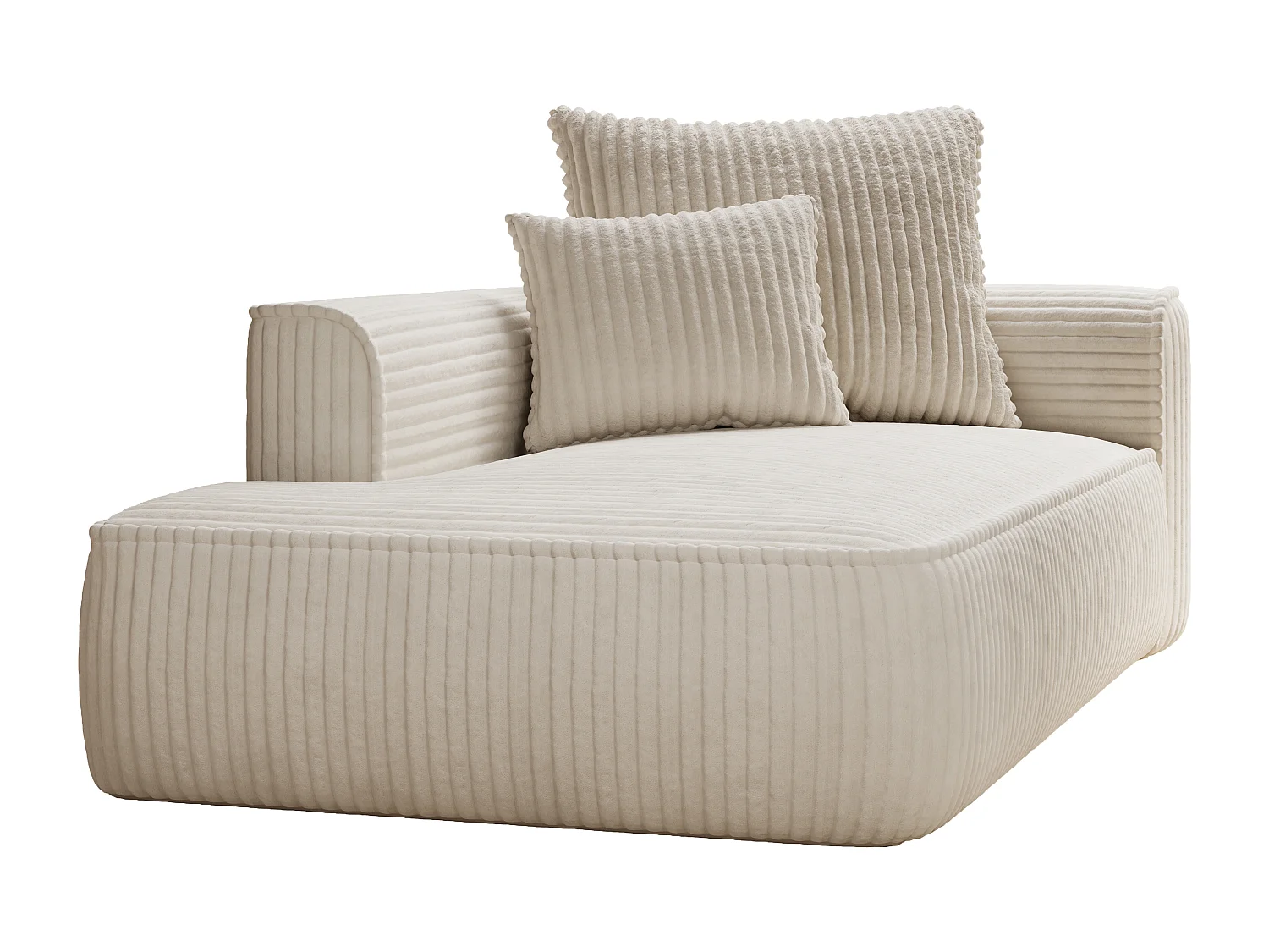 Chaise-longue esquerda veludo canelado grosso bege - PINETA