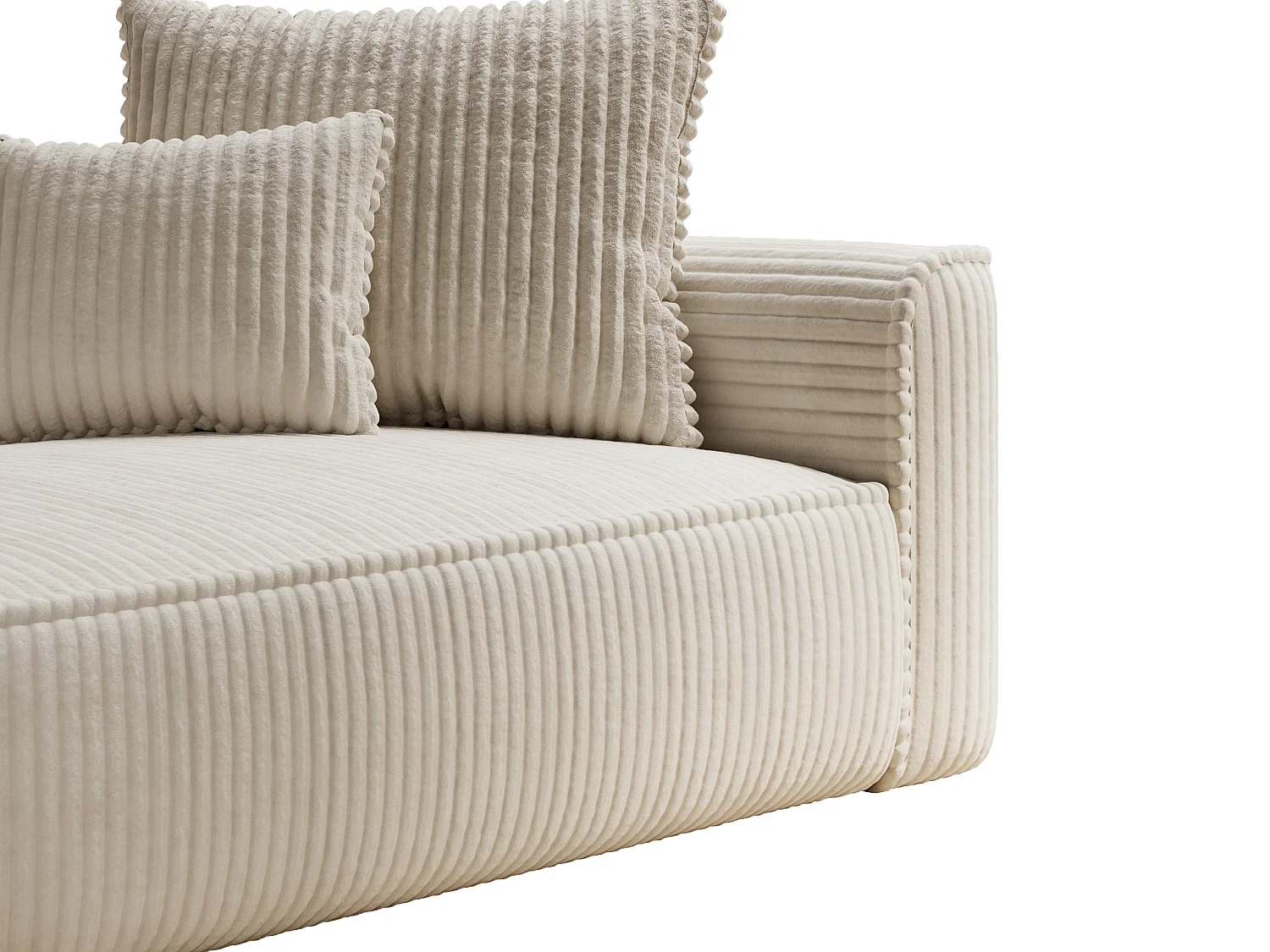 Chaise-longue esquerda veludo canelado grosso bege - PINETA