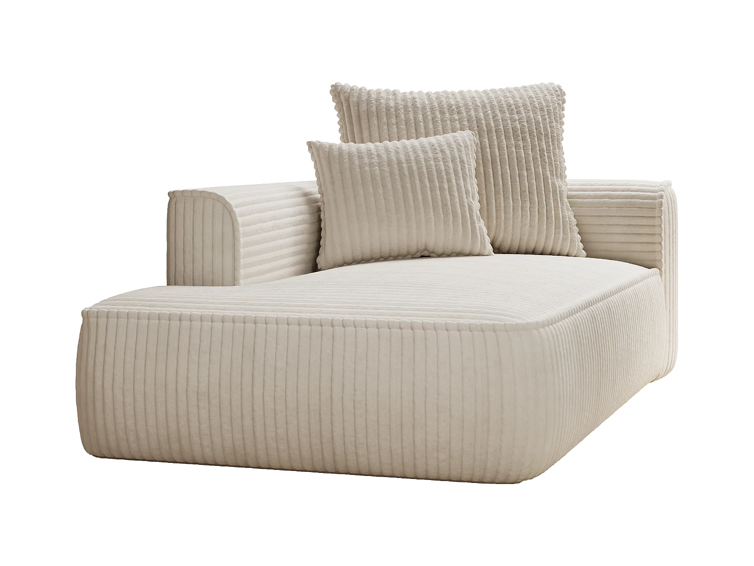 Recamiere - linksseitig - grob gerippter Cord - Beige - PINETA