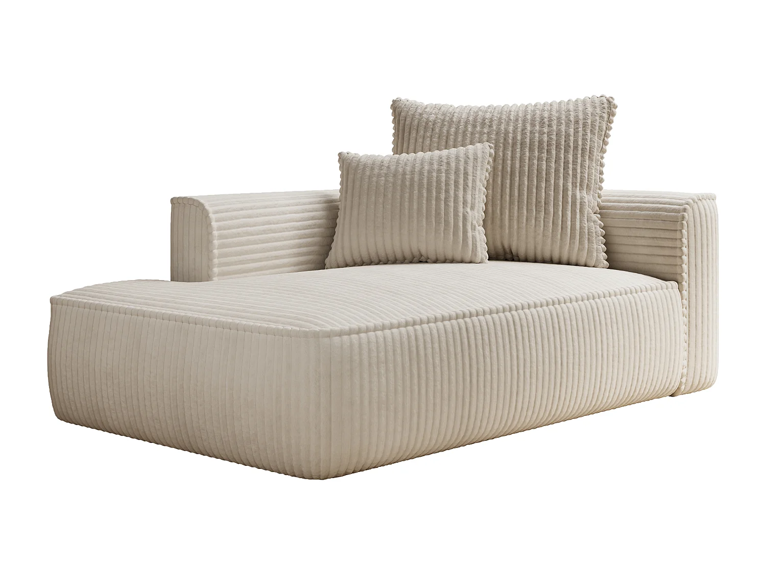 Recamiere - linksseitig - grob gerippter Cord - Beige - PINETA