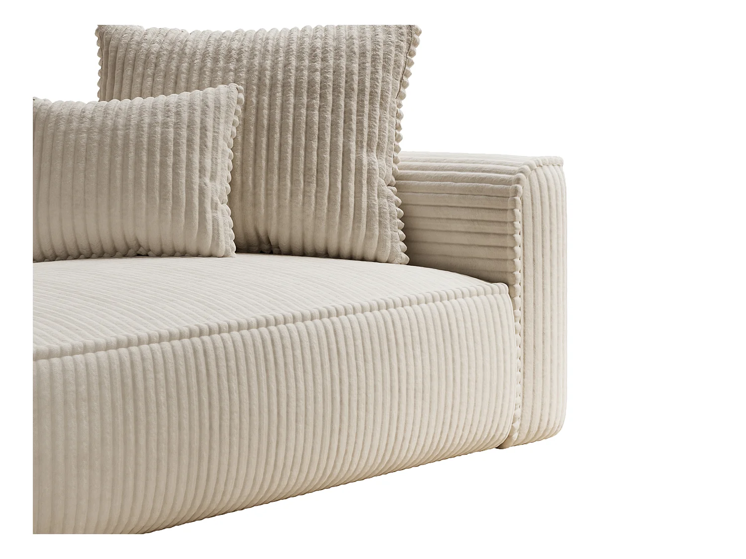 Recamiere - linksseitig - grob gerippter Cord - Beige - PINETA