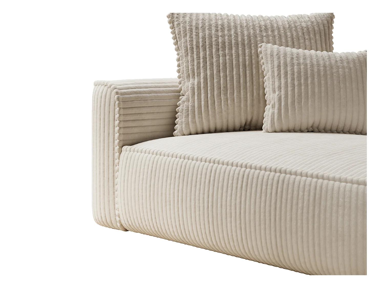 Recamiere - rechtsseitig - grob gerippter Cord - Beige - PINETA