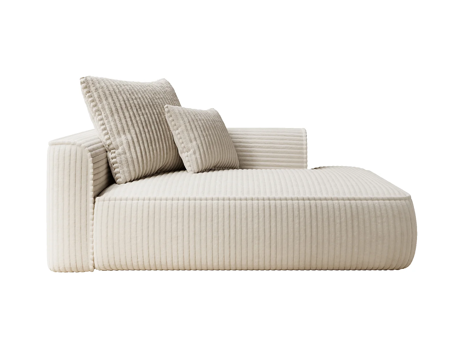 Recamiere - rechtsseitig - grob gerippter Cord - Beige - PINETA