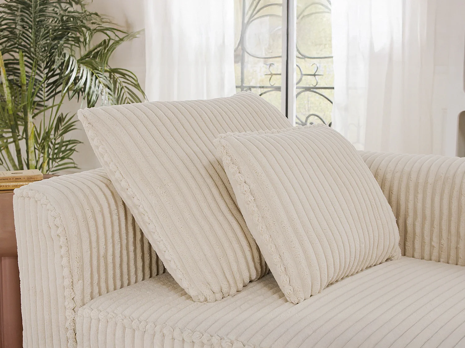 Recamiere - rechtsseitig - grob gerippter Cord - Beige - PINETA