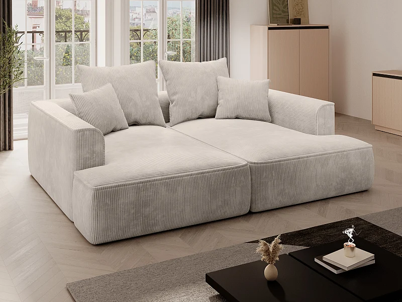 Sofa 3-Sitzer - tiefe Komfortsitzfläche - Cord - Beige - PINETA