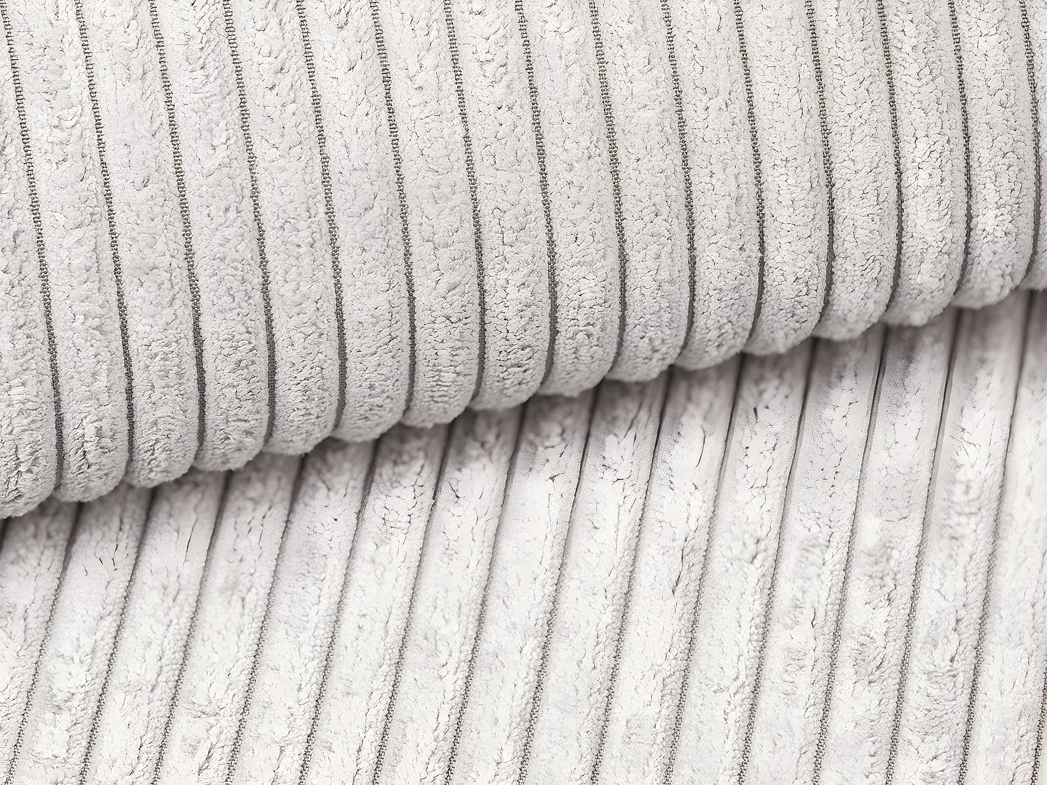 Comfortabele driezitsbank met diepe zitting van beige ribfluweel PINETA