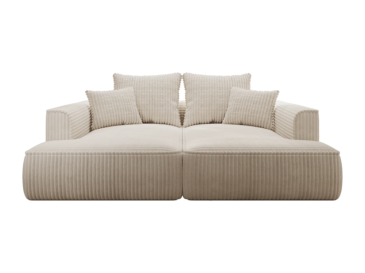 Sofa 3-Sitzer - tiefe Komfortsitzfläche - grob gerippter Cord - Beige - PINETA