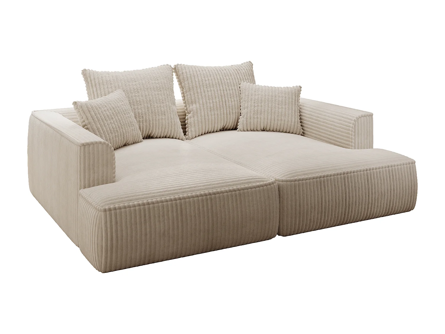 Sofa 3-Sitzer - tiefe Komfortsitzfläche - grob gerippter Cord - Beige - PINETA