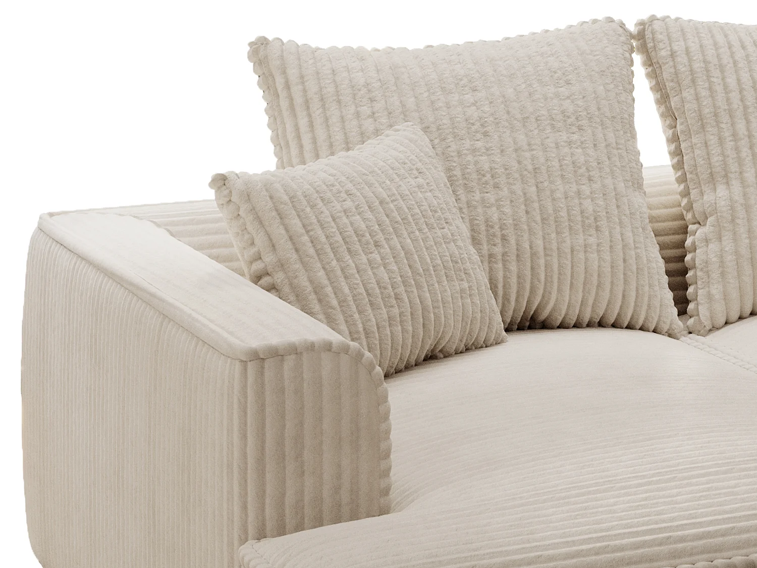 Sofa 3-Sitzer - tiefe Komfortsitzfläche - grob gerippter Cord - Beige - PINETA