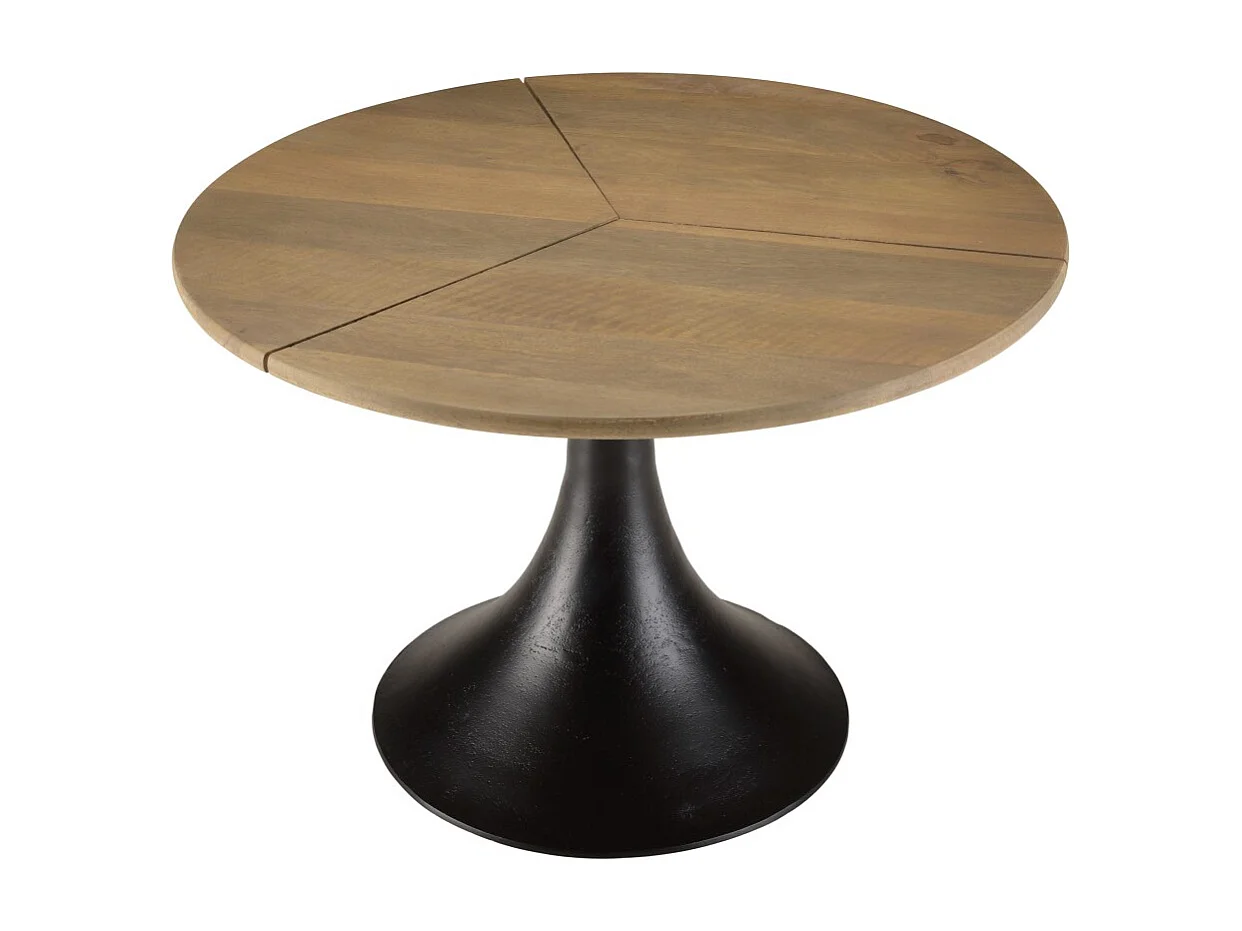 JAMES - Table d'appoint 65x65cm plateau en manguier pied évasé noir