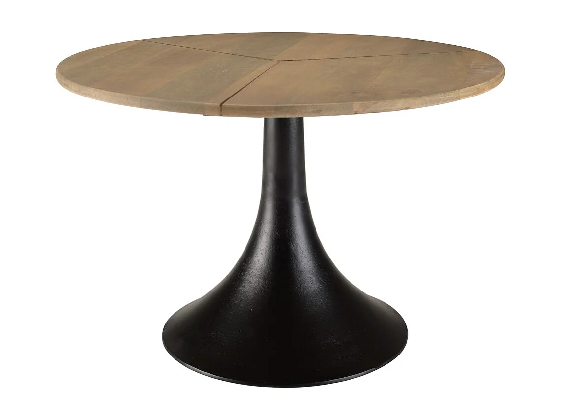 JAMES - Table d'appoint 65x65cm plateau en manguier pied évasé noir