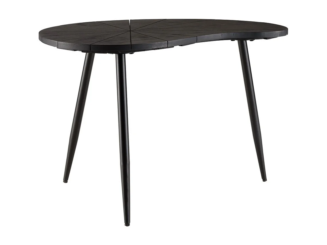 JAMES - Table d'appoint ovoïde plateau texturé noir mat pieds noir