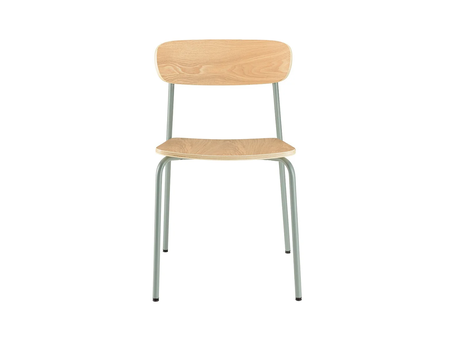 TOM - Lot de 2 chaises « écolier » bois de frêne pieds acier vert
