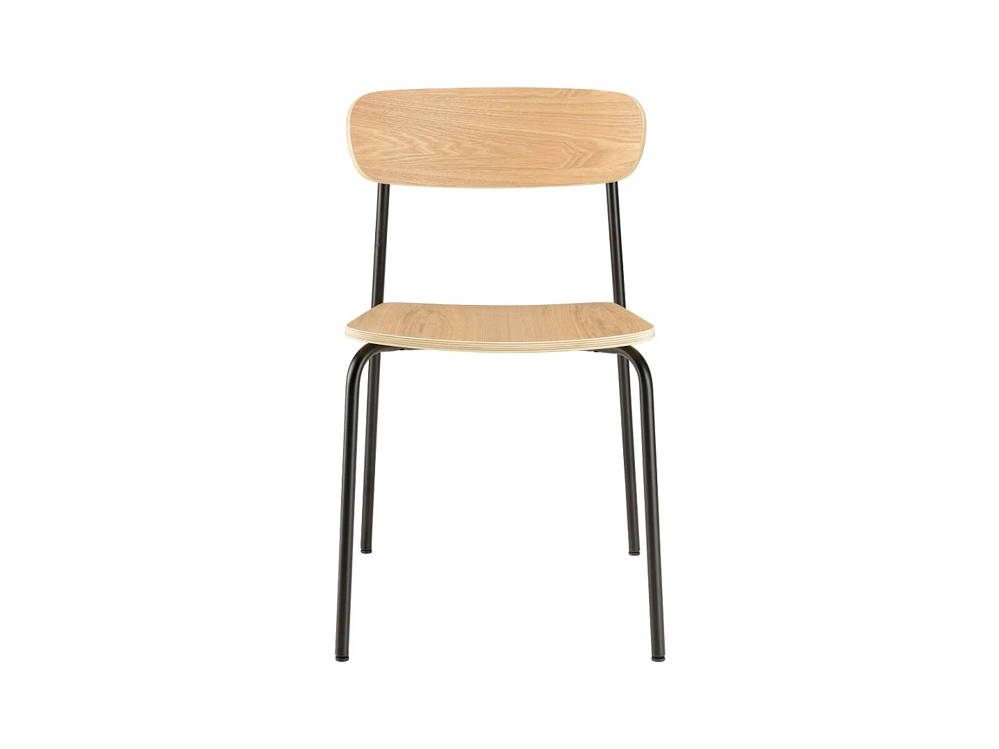 TOM - Lot de 2 chaises « écolier » en bois de frêne pieds acier noir