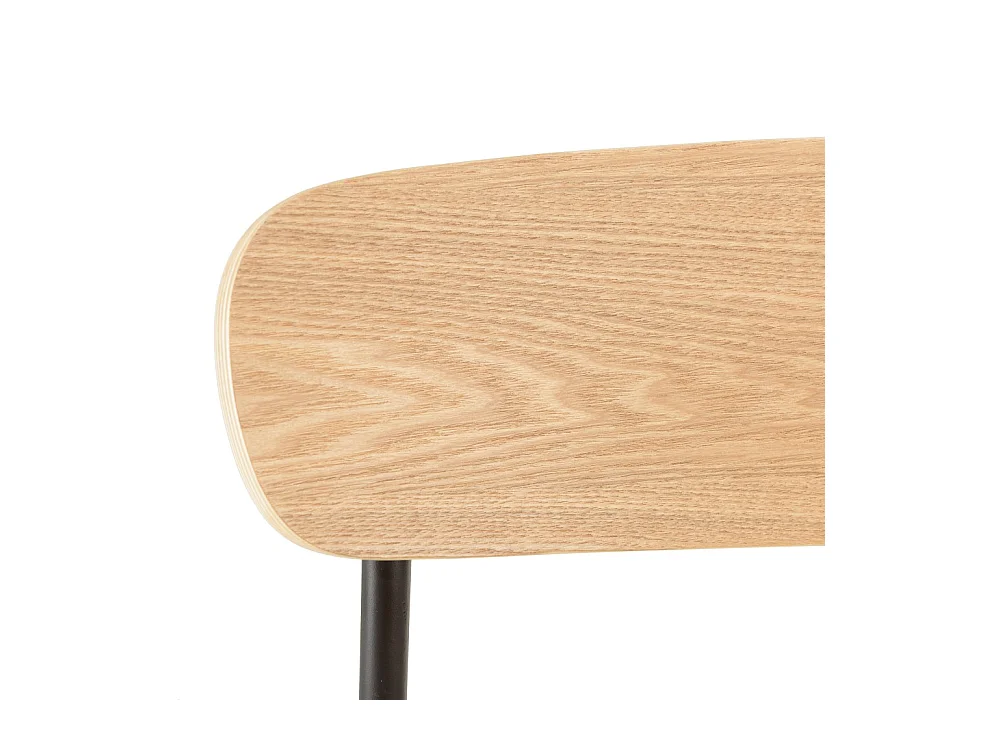 TOM - Lot de 2 chaises « écolier » en bois de frêne pieds acier noir